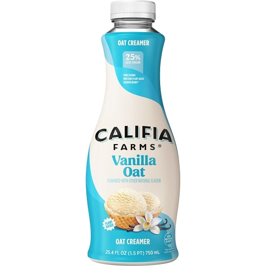 Califia Farms Vanilla Oat Creamer, 6 x 25.4 fl oz Case - Beverages