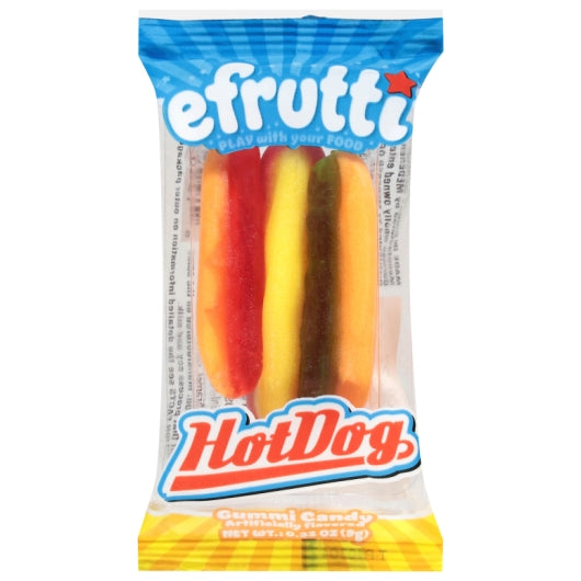 Efrutti Hot Dog Gummy Candy, 8 x 60 x 0.32 oz Case - Front/center packaged product image