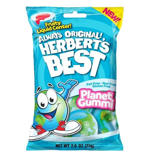 Herbert's Best Planet Gummy Candy Display Ready Case with Peg Bags, 12 x 2.6 oz Case - Candy & Confections