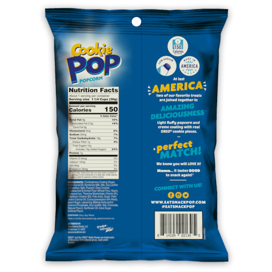 Snaxsational Brands Oreo Popcorn, 6 x 8 x 1 oz Case - Popcorn, Pretzels & Snack Mix