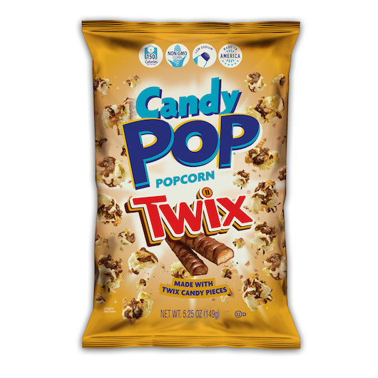 Candy Pop Twix Candy Popcorn, 12 x 5.25 oz Case - Popcorn, Pretzels & Snack Mix