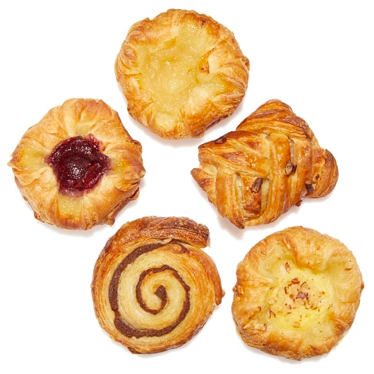 Gourmand Pastries Assorted Mini Danish Crowns (24 each: Custard Cream, Apple, Raspberry, Maple Pecan & Cinnamon Swirl)