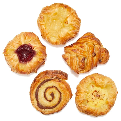 Gourmand Pastries Assorted Mini Danish Crowns (24 each: Custard Cream, Apple, Raspberry, Maple Pecan & Cinnamon Swirl)