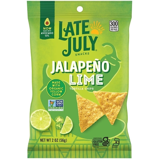 Late July Tortilla Chips Clasico Jalapeno Lime, 24 x 2 oz Case - Snacks