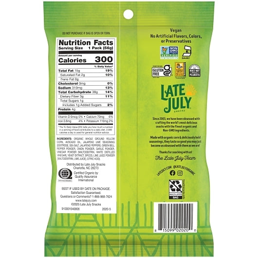 Late July Tortilla Chips Clasico Jalapeno Lime, 24 x 2 oz Case - DOT product image 8