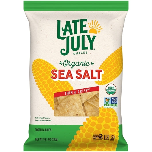 Late July Restaurant Style Tortilla Chips Sea Salt, 9 x 10.1 oz Case - Snacks