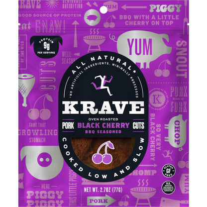 Krave Gourmet Black Cherry Barbecue Pork Cuts, 8 x 2.7 oz Case - DOT product image 3