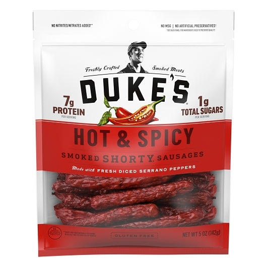 Duke's Hot & Spicy Smoked Shorty Sausages, 8 x 5 oz Case - Meat, Poultry & Seafood