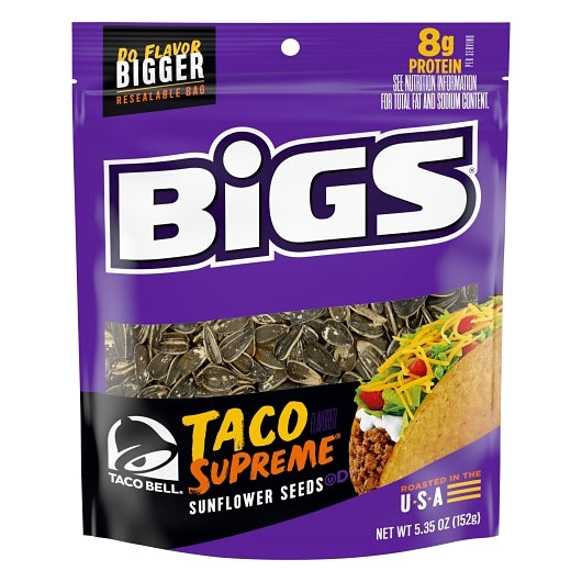 Bigs Taco Bell Taco Supreme Shelled Sunflower Seeds, 12 x 5.35 oz Case - Nuts & Seeds