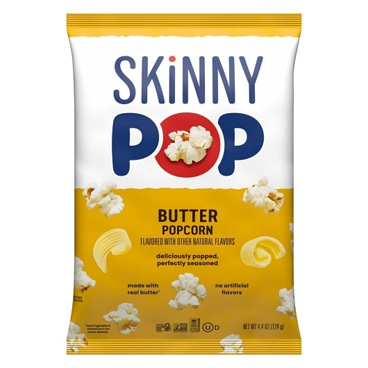 SkinnyPop Butter, 12 x 4.4 oz Case - Popcorn, Pretzels & Snack Mix