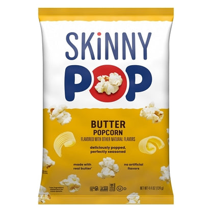 SkinnyPop Butter, 12 x 4.4 oz Case - Popcorn, Pretzels & Snack Mix