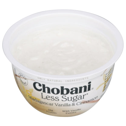 Chobani Less Sugar Vanilla & Cinnamon Greek Yogurt, 12 x 5.3 oz Case - DOT product image 2