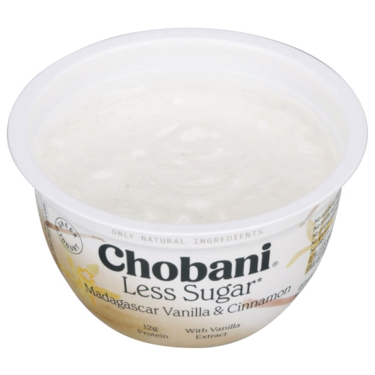 Chobani Less Sugar Vanilla & Cinnamon Greek Yogurt, 12 x 5.3 oz Case - DOT product image 2