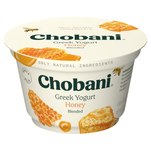 Chobani Honey & Cream Blended Greek Yogurt, 12 x 5.3 oz Case - Cheese & Dairy