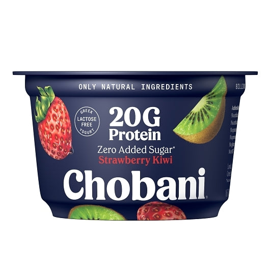 Chobani Protein Low-Fat Strawberry Kiwi Greek Yogurt, 12 x 6.7 oz Case - Front/center packaged product image