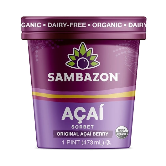 Sambazon Organic Sorbet Original Pint, 8 x 16 fl oz Case - Bakery & Desserts