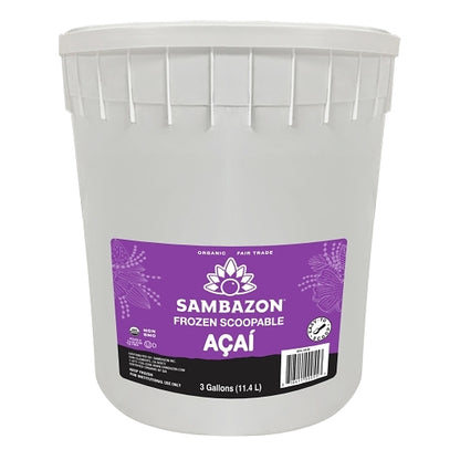 Sambazon Organic Frozen Scoopable Acai Tub, 1 x 3 GA Case - Bakery & Desserts