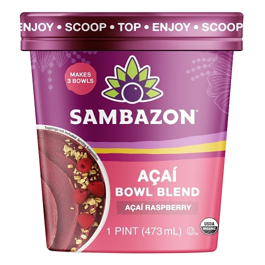 Sambazon Acai Bowl Blend- Acai Raspberry, 8 x 1 PT Case - Plates Bowls - image 2