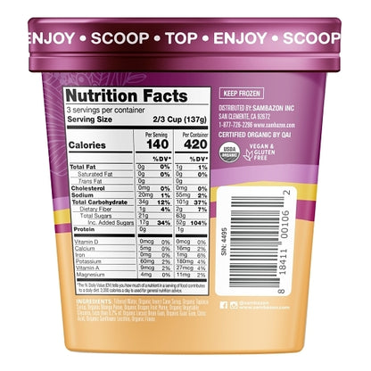 Sambazon Smoothie Bowl Blend- Mango Dragon Fruit Pint, 8 x 1 PT Case - Plates Bowls