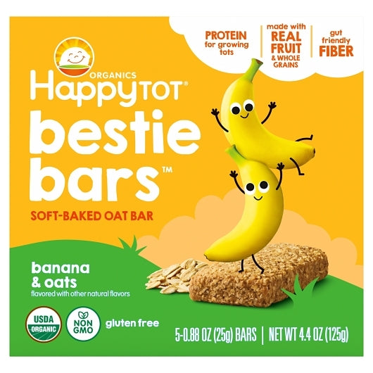 Happy Tot Fiber & Protein Soft-Baked Oat Bar Bananas & Carrots Organic, 6 x 4.4 oz Case - Snack Bars & Granola Bars