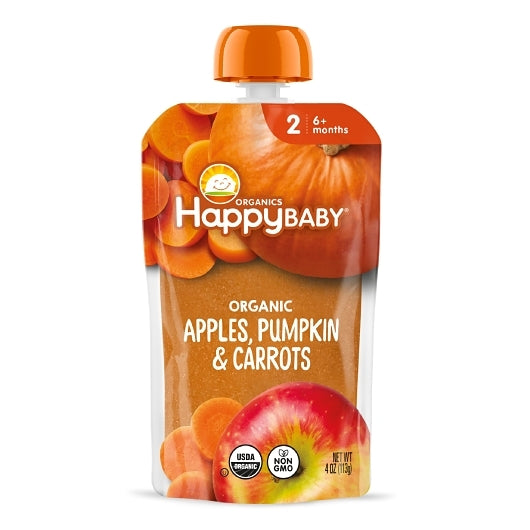 Happy Baby Stage 2 Clearly Crafted Apples Pumpkin & Carrots, 2 x 8 x 4 oz Case - Fruit & Sides - image 2