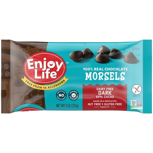 Enjoy Life Vegan Dark Chocolate Baking Morsels, 12 x 9 oz Case - Pantry Ingredients