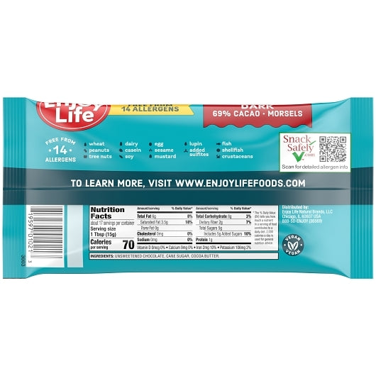 Enjoy Life Vegan Dark Chocolate Baking Morsels, 12 x 9 oz Case - DOT product image 3