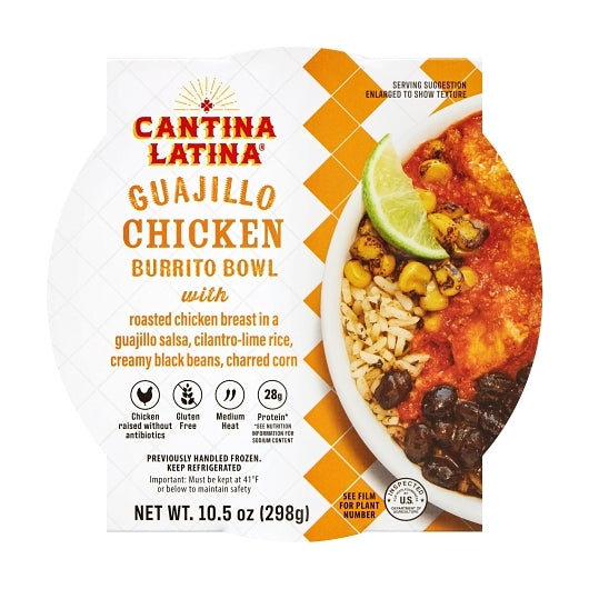 Cantina Latina Guajillo Chicken Burrito Bowl, 8 x 10.5 oz Case - Plates Bowls