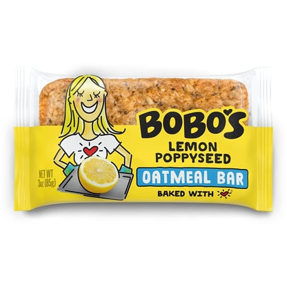 Bobo's Gluten Free Vegan Lemon Poppyseed Bar, 4 x 12 x 3 oz Case - Snack Bars & Granola Bars
