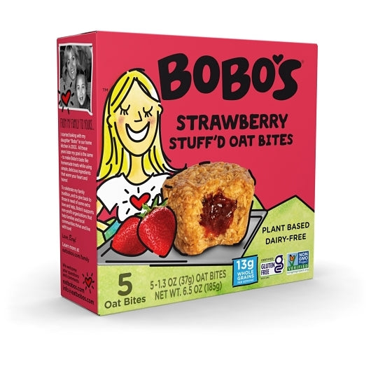 Bobo's Strawberry Filled Bites, 6 x 5 x 1.3 oz Case - Snack Bars & Granola Bars
