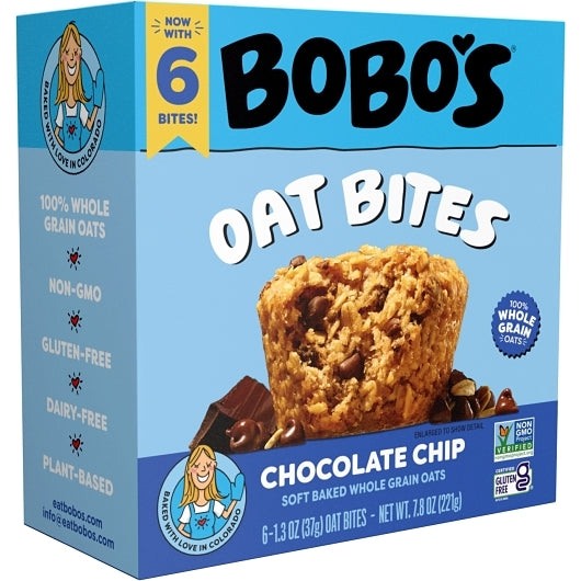 Bobo's Chocolate Chip Oat Bites, 6 x 7.8 oz Case - Snack Bars & Granola Bars - image 2