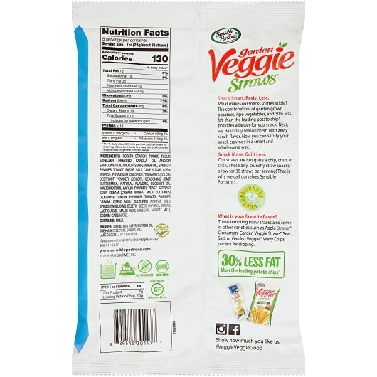 Sensible Portions Garden Vegetable Straws Zesty Ranch, 12 x 4.25 oz Case - Snacks