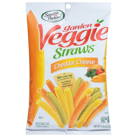 Sensible Portions Veggie Straws Cheddar, 12 x 4.25 oz Case - Snacks