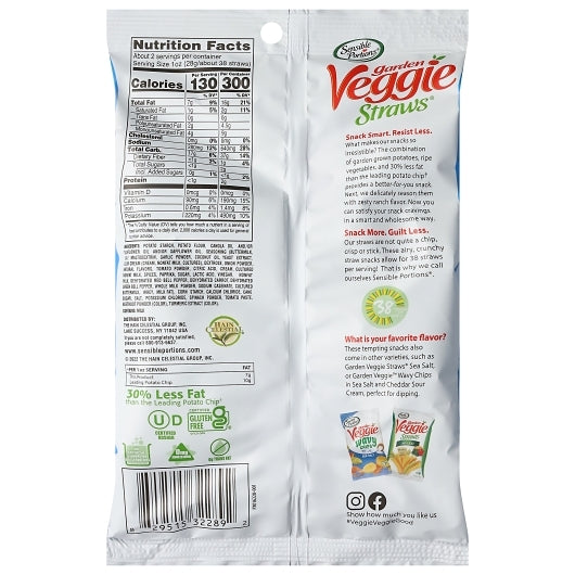 Sensible Portions VEGGIE STRAWS RANCH, 6 x 2.25 oz Case - DOT product image 2
