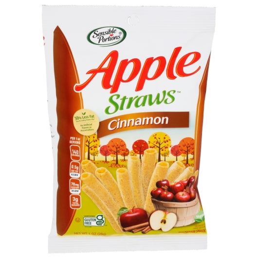 Sensible Portions Apple Straws Cinnamon, 24 x 1 oz Case - Straws & Stirrers