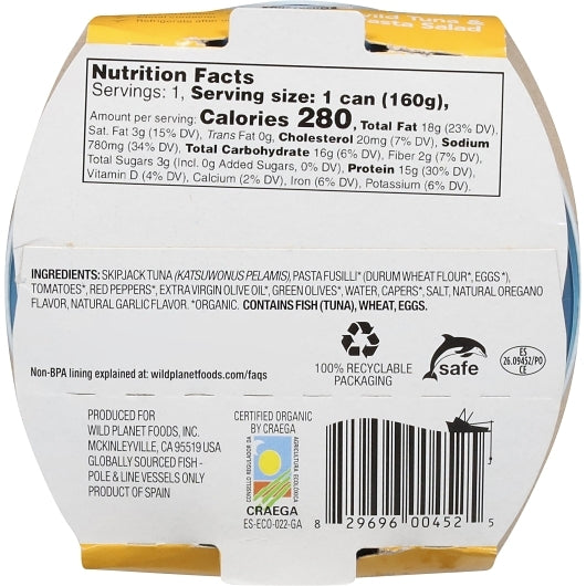 Wild Planet Foods Tuna Pasta Salad- Ready To Eat, 9 x 5.6 oz Case - Pantry Ingredients - image 2