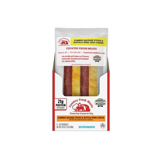 Country Fresh Meats Summer Sausage Sticks With Buffalo Wing Cheese, 6 x 8 x 3 oz Case - Frozen Meat & Seafood - image 2