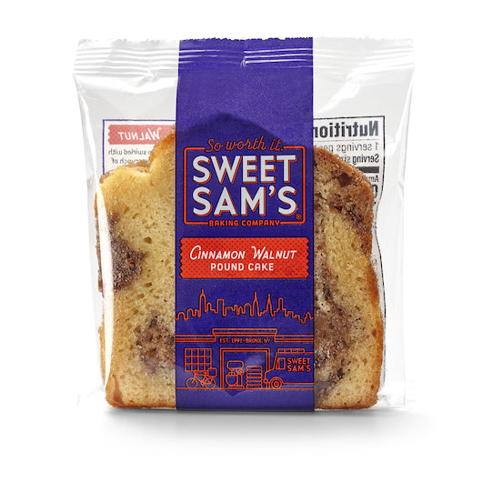 Sweet Sam's Individually Wrapped Cinnamon Walnut Pound Cake, 12 x 1 each Case - Bakery & Desserts
