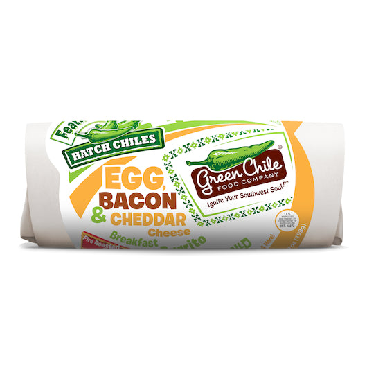 Green Chile Food Bacon, Egg & Hashbrown Cheddar Breakfast Burrito, 12 x 1 each Case - Prepared Foods