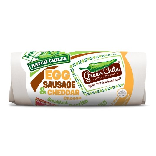 Green Chile Food Frozen Sausage, Egg, Cheddar & Hashbrown Breakfast Burrito, 12 x 1 each Case - Prepared Foods