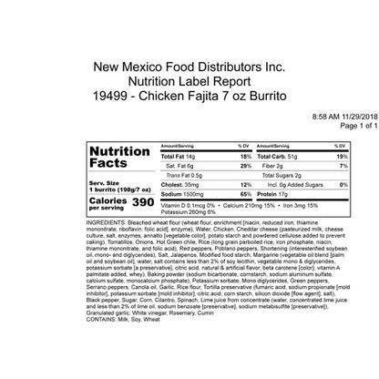 Green Chile Food CHICKEN FAJITA WITH CHEDDAR Burrito, 12 x 1 each Case - DOT product image 5