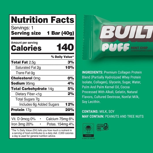 Built Mint Chip Puff, 12 x 1.41 oz Case - Candy & Confections - image 2