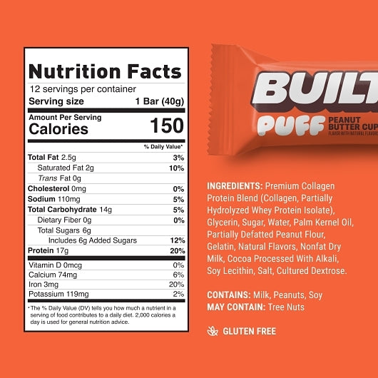 Built Peanut Butter Cup Puff Master Case, 6 x 4 ct Case - Pantry Ingredients - image 2