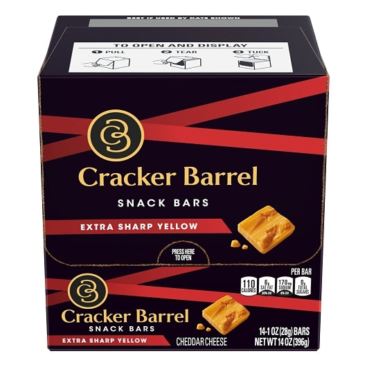 Cracker Barrel Natural Extra Sharp Cheddar Cheese Sticks, 6 x 14 x 1 oz Case - Crackers & Grahams