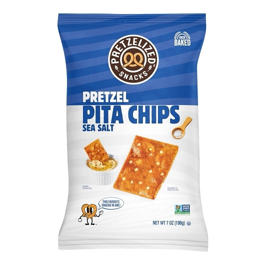 Pretzelized Snacks Sea Salt Pita Chips, 12 x 7 oz Case - Snacks