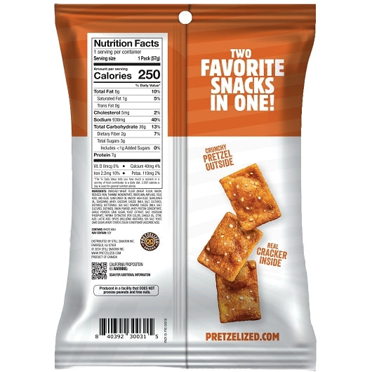 Pretzelized Snacks Cheddar Pretzel Crackers, 8 x 2 oz Case - Crackers & Grahams - image 2