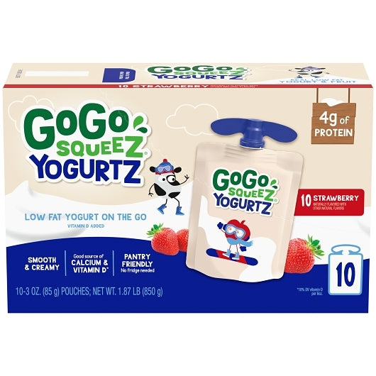 Materne Gogo Squeez Strawberry Yogurt, 6 x 10 x 3 oz Case - Cheese & Dairy