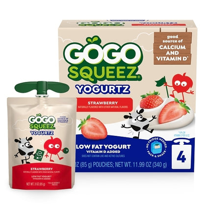Gogo Squeez Yogurt Squeeze Strawberry, 12 x 11.99 oz Case - Cheese & Dairy