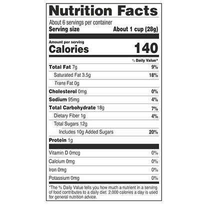 Popcorn Indiana Black And White Fudge Drizzled Popcorn, 6 x 6 oz Case - Nutrition facts label
