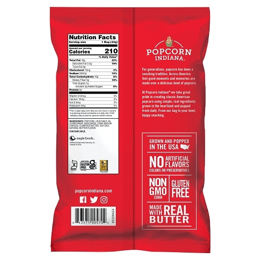 Popcorn Indiana Movie Theater Butter Popcorn, 6 x 1.5 oz Case - DOT product image 3